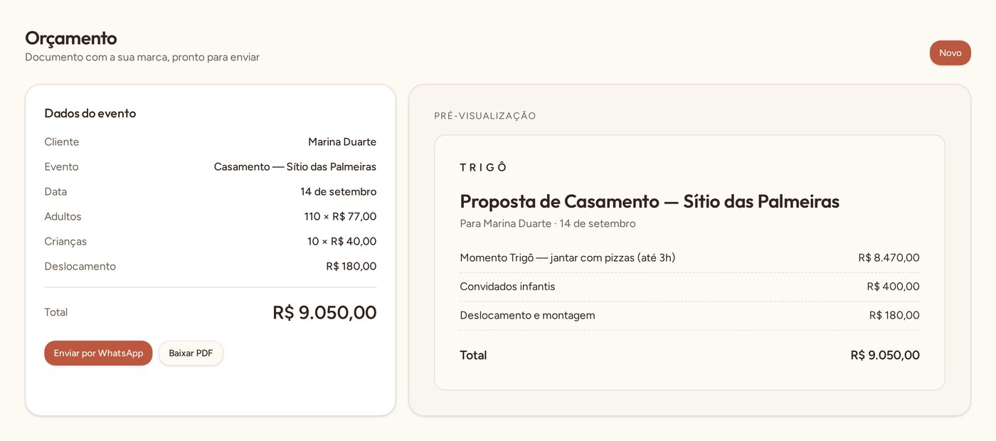 Tela de orçamento com pré-visualização do documento